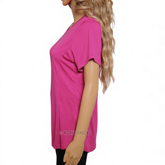 Bally Total Fitness Dark Berry Pink Performance Active Short Sleeve Tee Size L - Picture 3 of 8